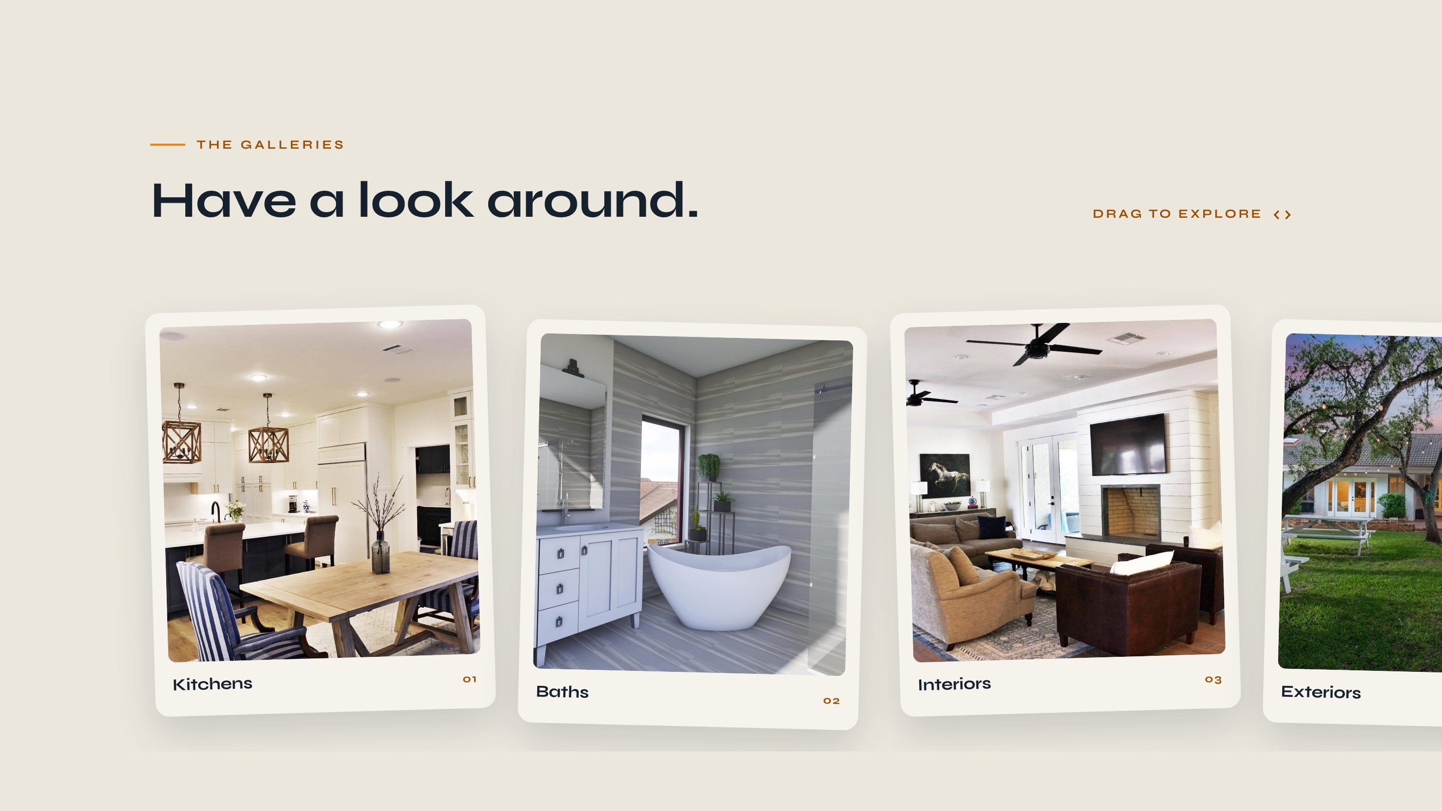 The galleries section of the new homepage