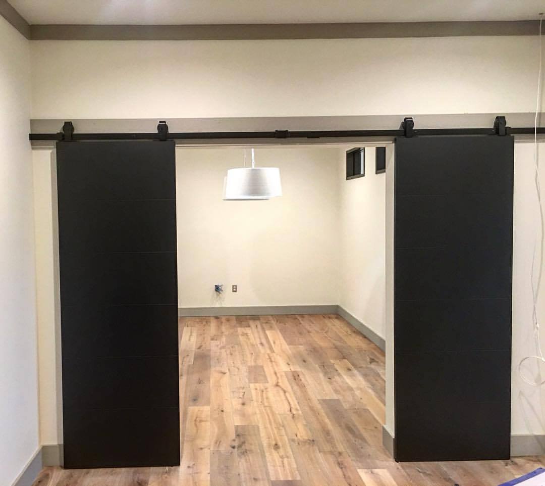 Remodeled interior with sliding barn doors